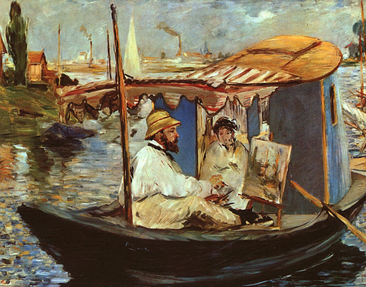Monet peignant sur son bateau - Edouard Manet