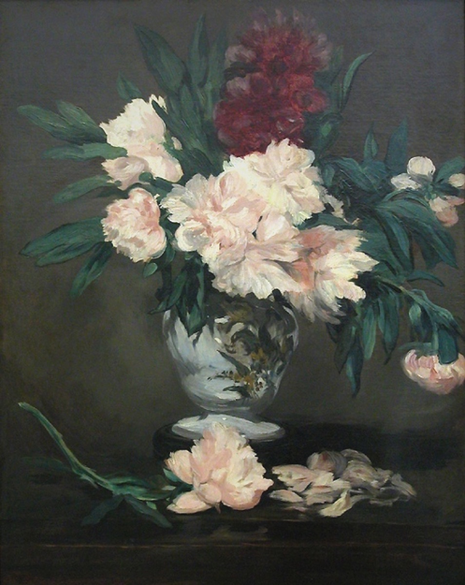 Vase de pivoines sur piédouche - Edouard Manet