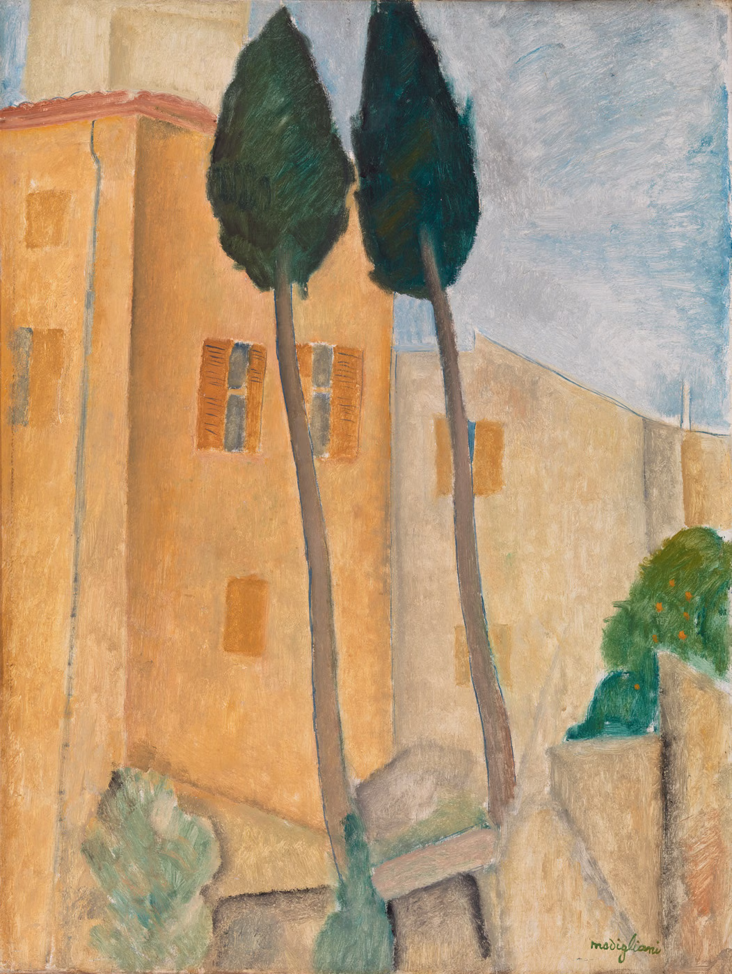 Cyprès et maisons à Cagnes - Amedeo Modigliani
