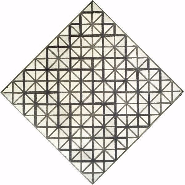 Composition in Diamond with Gray and Lines - Piet Mondrian