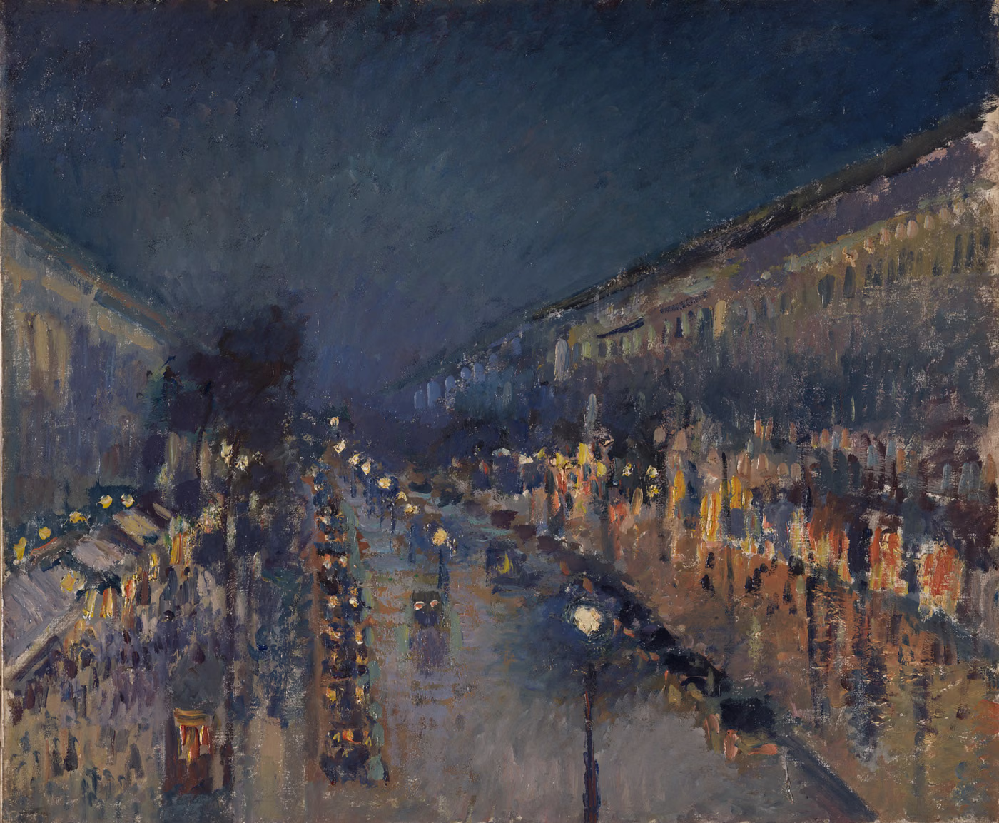 Boulevard Montmartre de nuit - Camille Pissarro