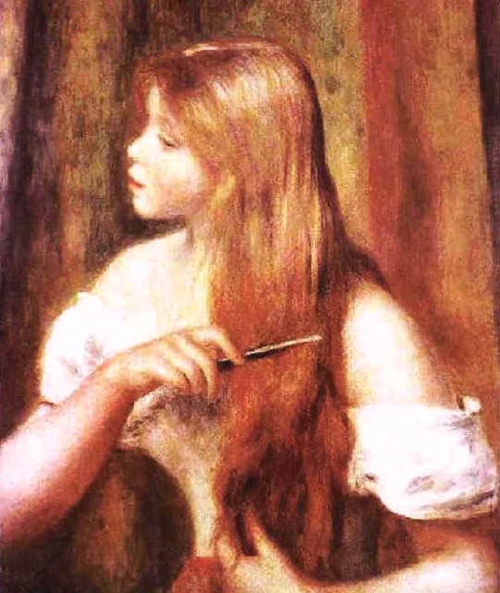 Jeune fille se coiffant les cheveux - Pierre-Auguste Renoir