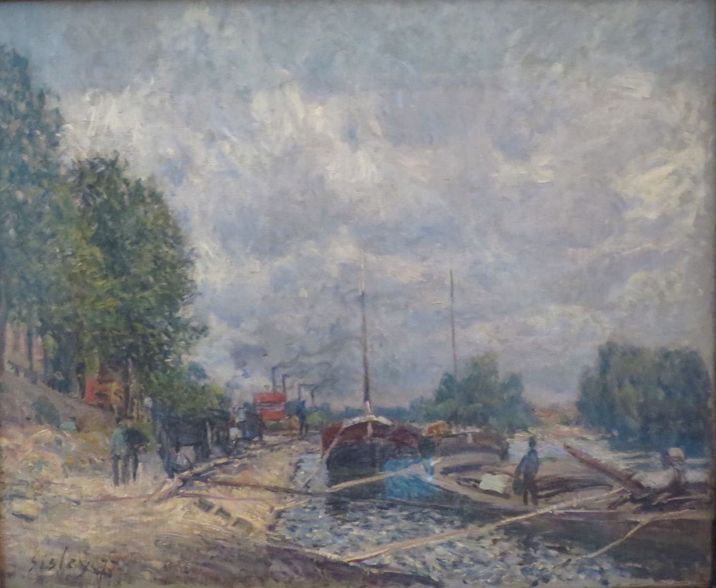 Les Péniches à Billancourt - Alfred Sisley