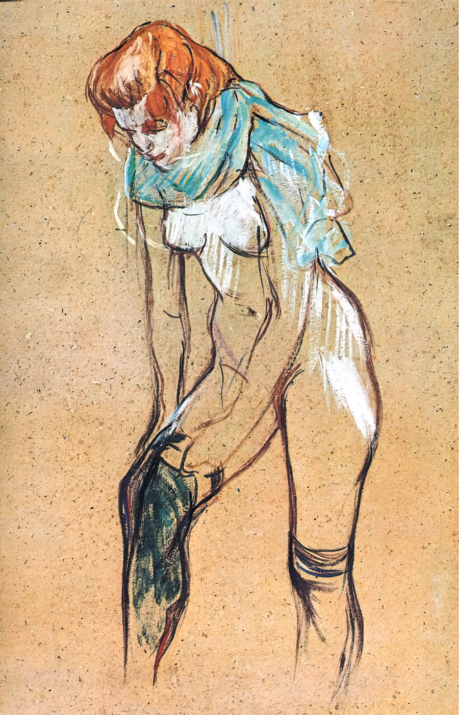 Femme qui tire son bas - Henri de Toulouse-Lautrec